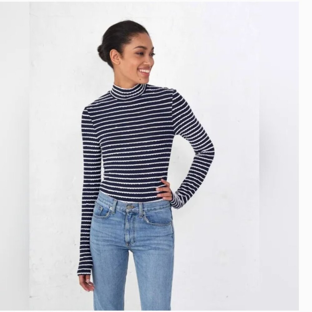 La Ligne Scallop Mock Neck Long Sleeve